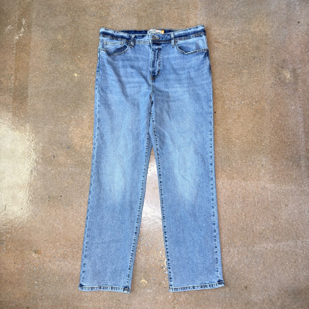 Truth + Triumph Mens Loose Fit Light Wash Straight Leg Denim Jeans 34x34